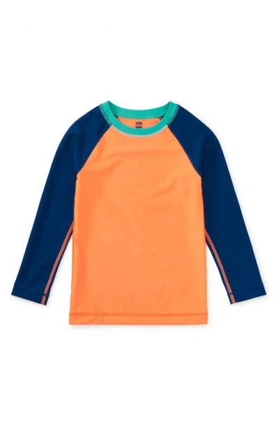 Tea Collection Kids'  Long Sleeve Rash Guard In Orange