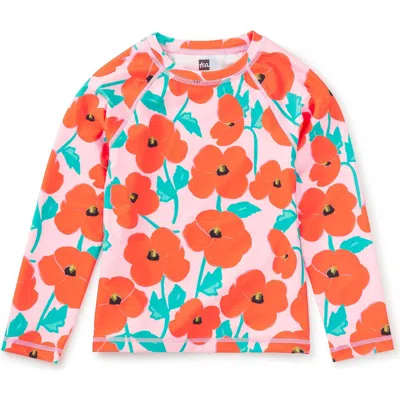 Tea Collection Kids'  Long Sleeve Rash Guard In Orange
