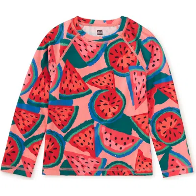 Tea Collection Long Sleeve Rash Guard In Wiggly Watermelons