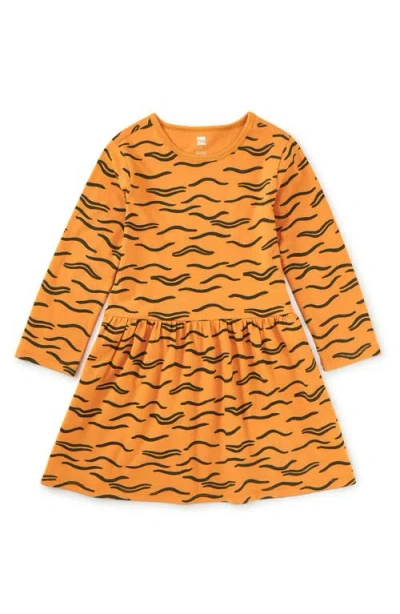 Tea Collection Kids'  Long Sleeve Skirted Dress In Orange
