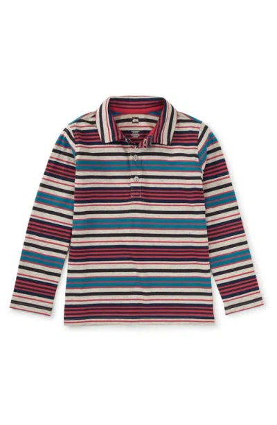 Tea Collection Kids'  Long Sleeve Striped Polo In Multi