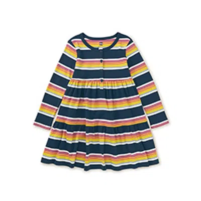 Tea Collection Kids' Long Sleeve Tiered Henley Dres In Multi