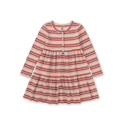 Tea Collection Kids' Long Sleeve Tiered Henley Dres In Pink