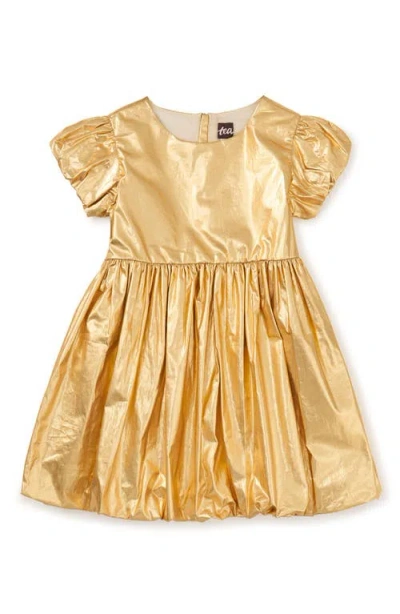 Tea Collection Kids'  Metallic Balloon Skirted Dress In Gold