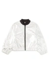 Tea Collection Metallic Bomber Jacket In Silver