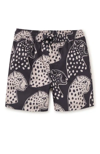 Tea Collection Kids'  Mid-length Swim Trunks In Block Print Jaguar