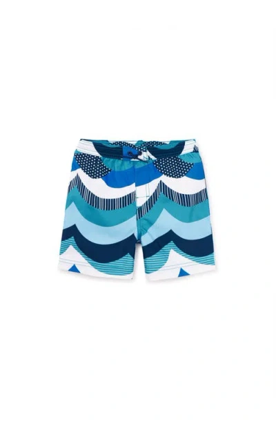 Tea Collection Babies'  Mid-length Swim Trunks In Blue