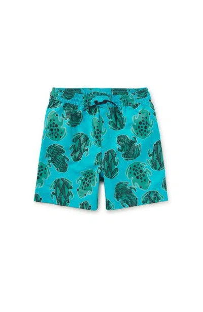 Tea Collection Kids'  Mid-length Swim Trunks In Blue