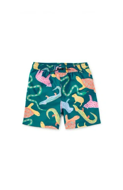 Tea Collection Babies'  Mid-length Swim Trunks In Green