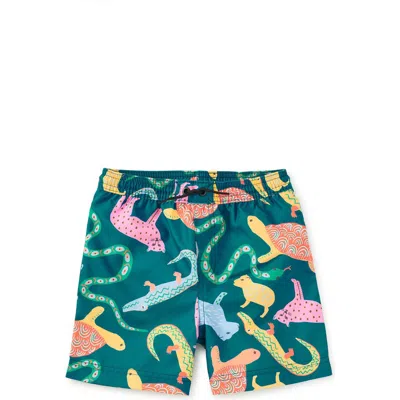 Tea Collection Kids'  Mid-length Swim Trunks In Green