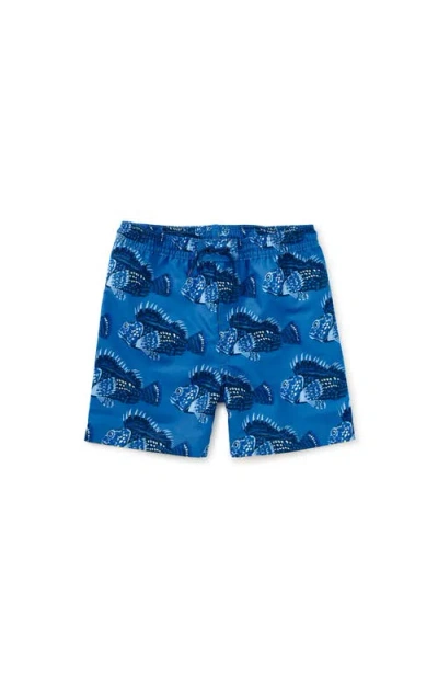 Tea Collection Kids'  Mid-length Swim Trunks In Blue