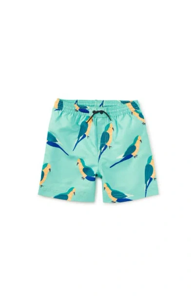 Tea Collection Kids'  Mid-length Swim Trunks In Green