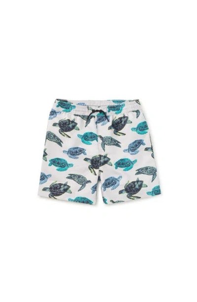 Tea Collection Kids'  Mid-length Swim Trunks In White