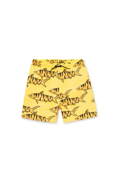 Tea Collection Kids'  Mid-length Swim Trunks In Yellow