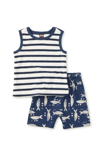 Tea Collection New Tank & Shorts Baby Set In Blue