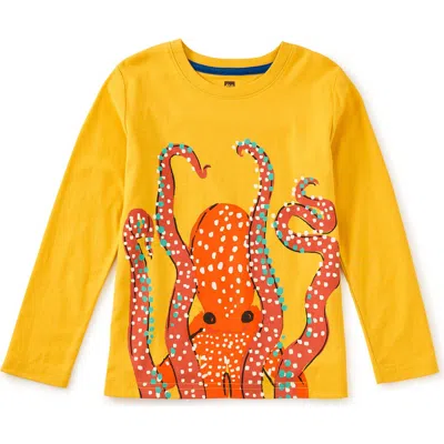 Tea Collection Babies'  Octopus Ink Double-sided Tee In Gold