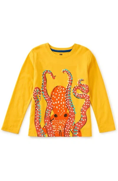 Tea Collection Kids'  Octopus Ink Double-sided Tee In Gold