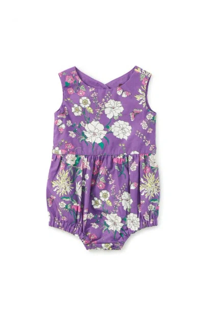 Tea Collection Peek-a-boo Back Baby Romper In Purple