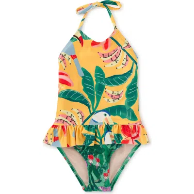Tea Collection Kids'  Peplum One-piece Swimsuit In Toucan Banana Tree