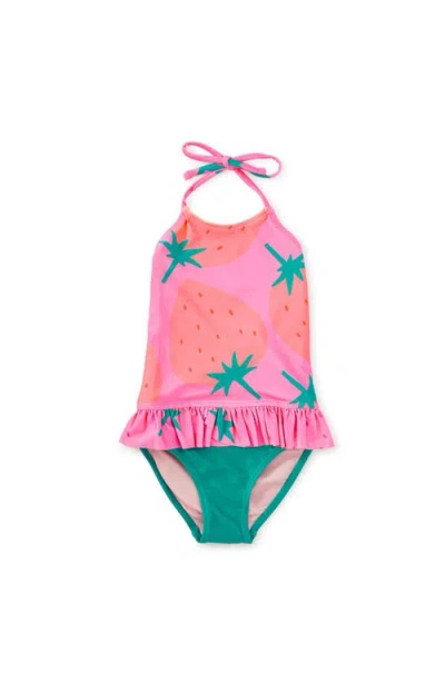 Tea Collection Kids'  Peplum One-piece Swimsuit In Metallic