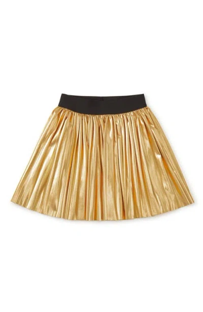 Tea Collection Kids'  Pleated Metallic Twirl Skirt In Gold