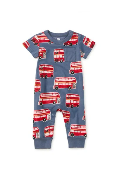 Tea Collection Pocket Baby Romper In Blue