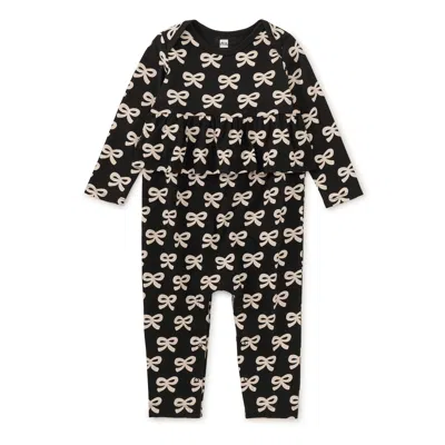 Tea Collection Kids' Pretty Peplum Baby Romper In Black