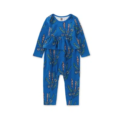Tea Collection Kids' Pretty Peplum Baby Romper In Blue