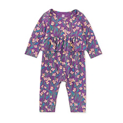 Tea Collection Kids' Pretty Peplum Baby Romper In Purple