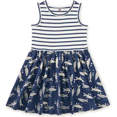 Tea Collection Kids'  Print Mix Tank Skirted Dress In Blue