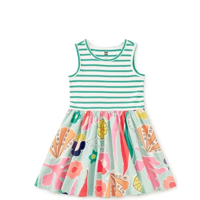 Tea Collection Kids'  Print Mix Tank Skirted Dress In Green