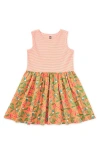 Tea Collection Print Mix Tank Skirted Dress In Pink