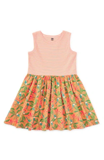 Tea Collection Kids'  Print Mix Tank Skirted Dress In Pink