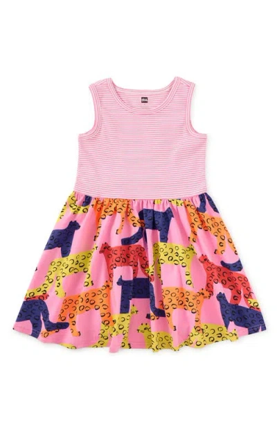 Tea Collection Kids'  Print Mix Tank Skirted Dress In Pink