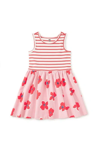 Tea Collection Kids'  Print Mix Tank Skirted Dress In Pink