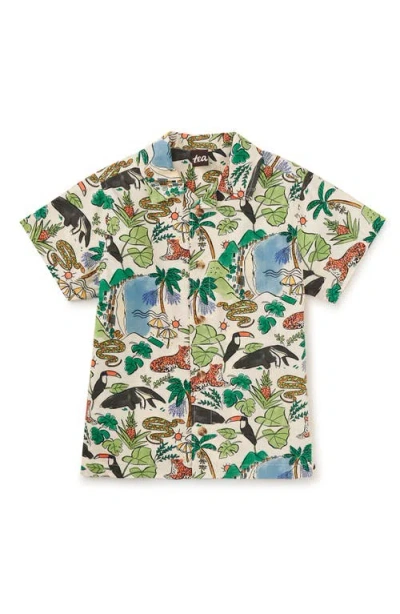 Tea Collection Kids'  Printed Camp Shirt In Rio Animal Scenic