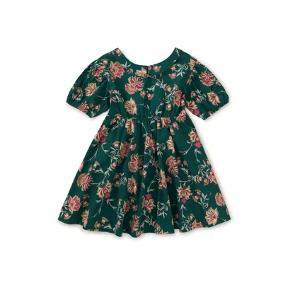 Tea Collection Kids' Puff Sleeve Collar Dress In Green