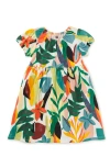 Tea Collection Babies'  Puff Sleeve Empire Dress In Parakeet Tropicalia