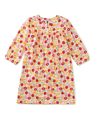 Tea Collection Kids' Puff Sleeve Henley Dress In Multi