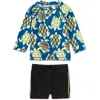 Tea Collection Rash Guard Baby Swim Set 3.0 In Tiled Turtles