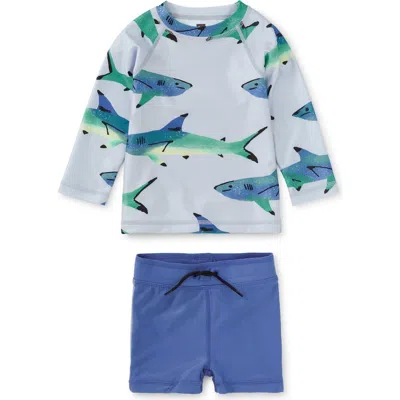 Tea Collection Rash Guard Baby Swim Set In Painted Sharks