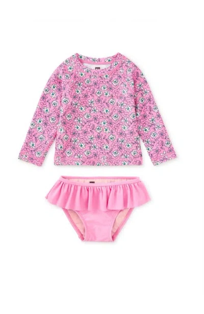Tea Collection Kids'  Rash Guard Baby Swim Set In Pink