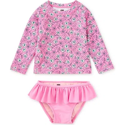 Tea Collection Rash Guard Baby Swim Set In Pink