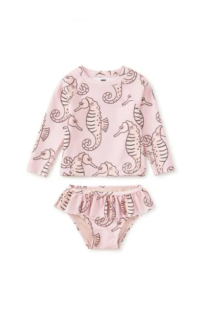 Tea Collection Kids'  Rash Guard Baby Swim Set In Pink