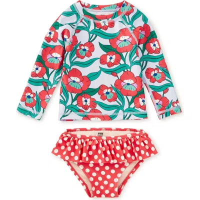 Tea Collection Rash Guard Baby Swim Set In Red