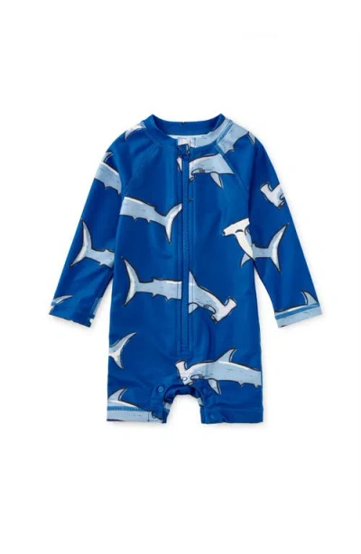 Tea Collection Kids'  Rash Guard Baby Swimsuit In Blue