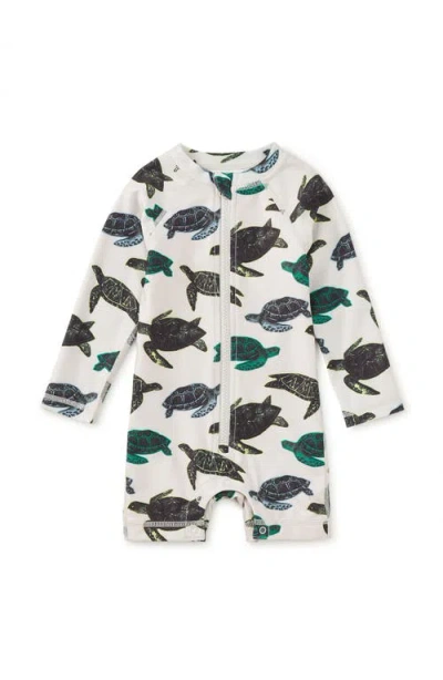 Tea Collection Rash Guard Baby Swimsuit In White