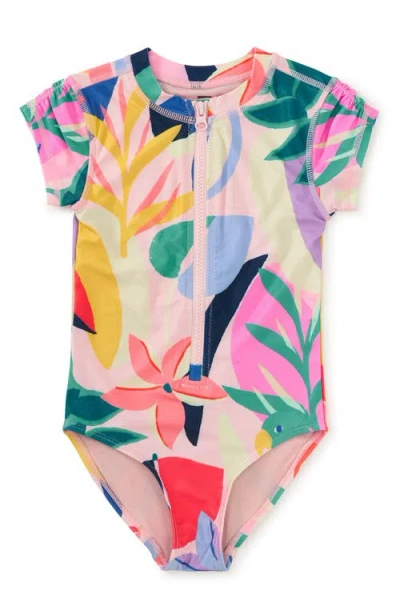 Tea Collection Rash Guard One-piece Swimsuit 2.0 In Parakeet Tropicalia