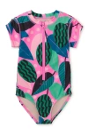 Tea Collection Kids'  Rash Guard One-piece Swimsuit In Bossa Nova Foliage