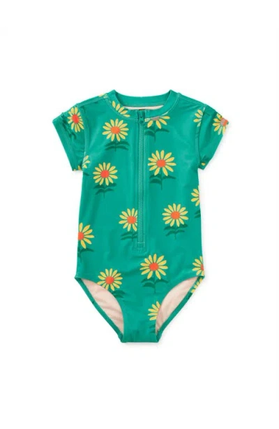 Tea Collection Kids'  Rash Guard One-piece Swimsuit In Green